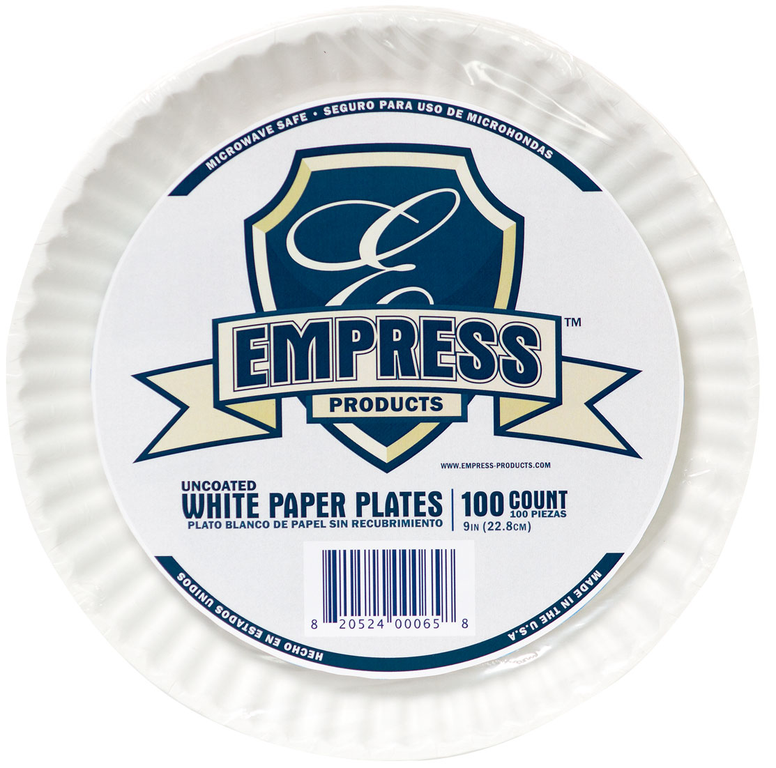 Imperial Dade East Central Paper Plate, 9" Uncoated Empress, 10/100/CS